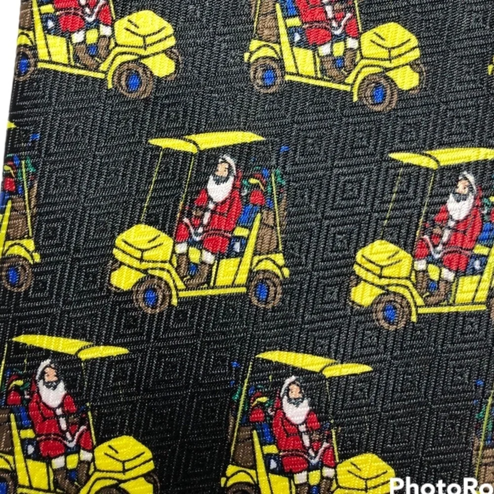 Santa golf cart golfing  tie